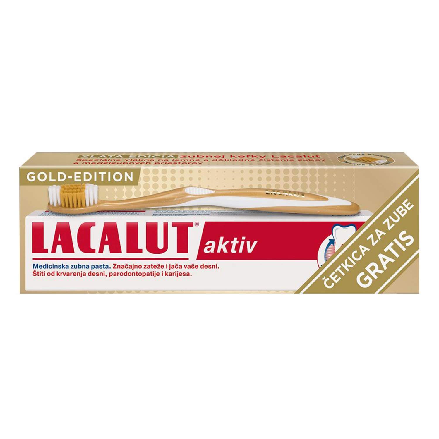Lacalut activ 75ml+četkica gold