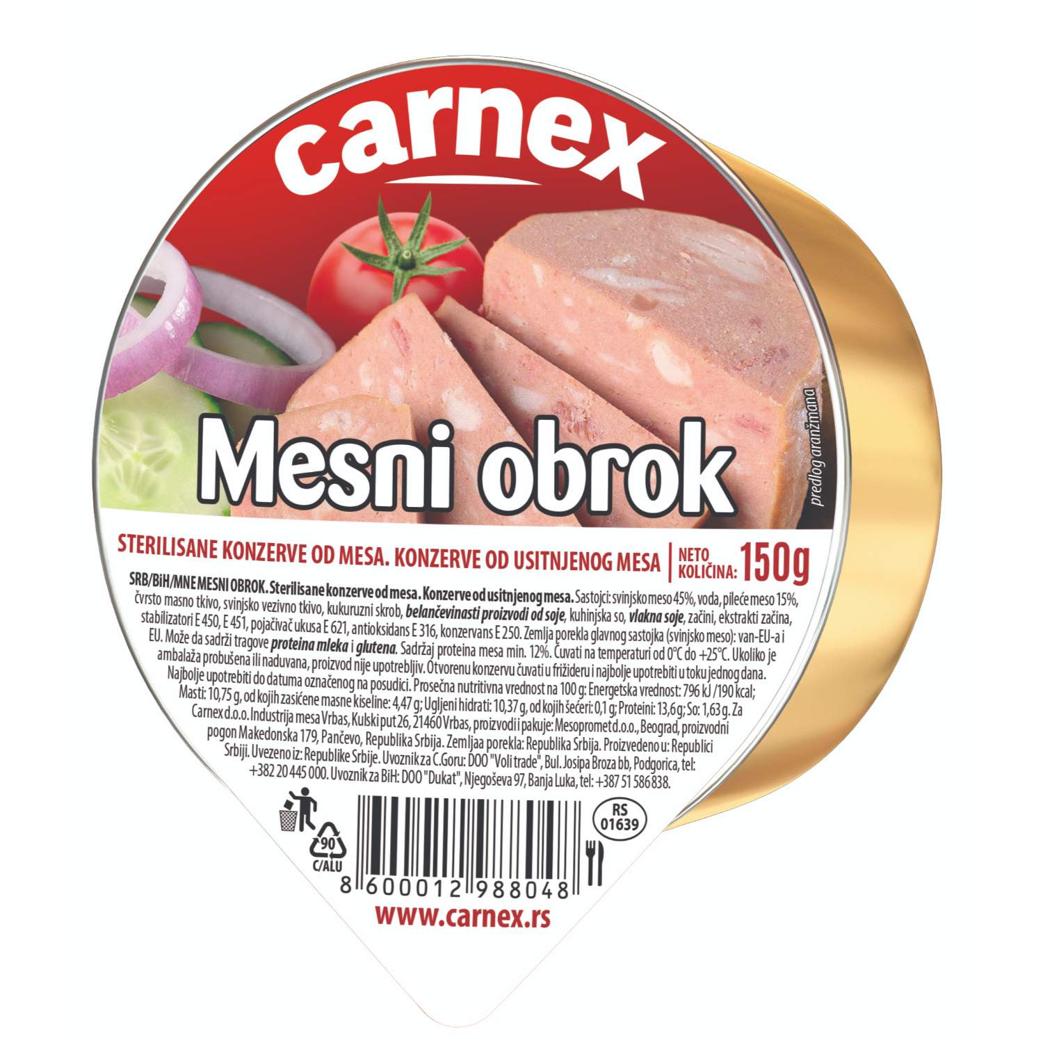 Carnex mesni obrok 150g alu